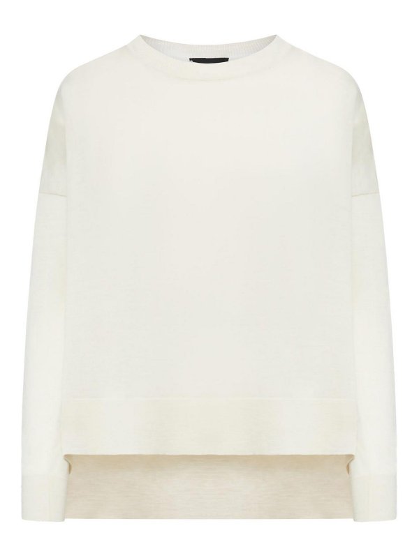 ROBERTO COLLINA: Strickpullover mit Rundhalsausschnitt - Rundhalspullover - Weiß