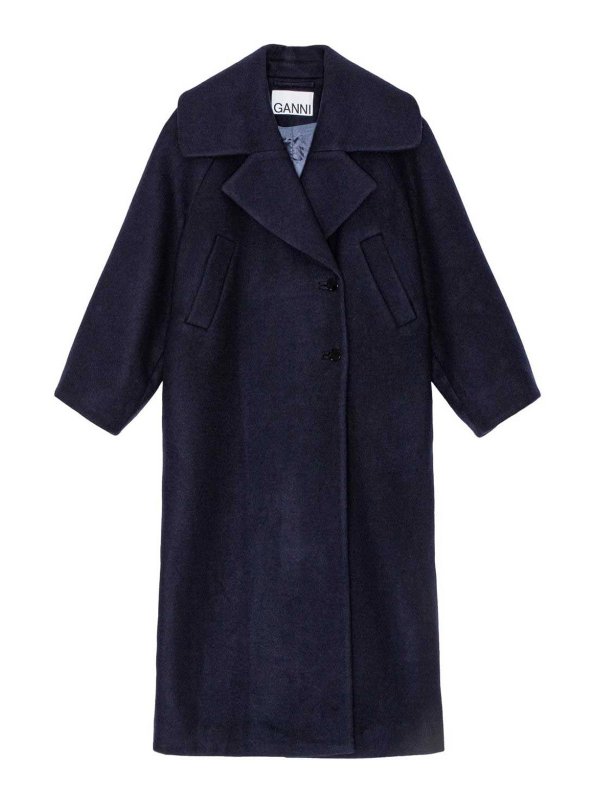 GANNI: short coats - Wool Boiled Coat