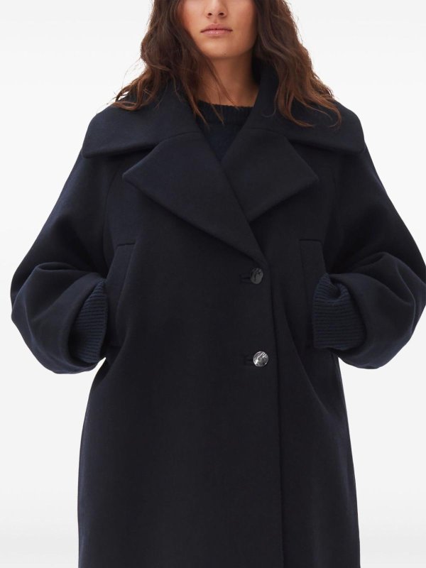 GANNI: short coats online - Wool Boiled Coat