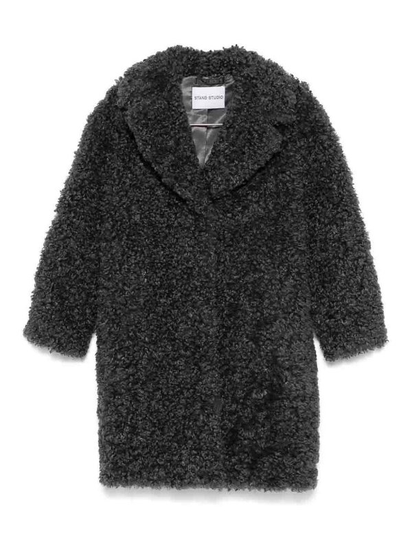 STAND STUDIO: Fourrure - Manteau En Fourrure - Gris