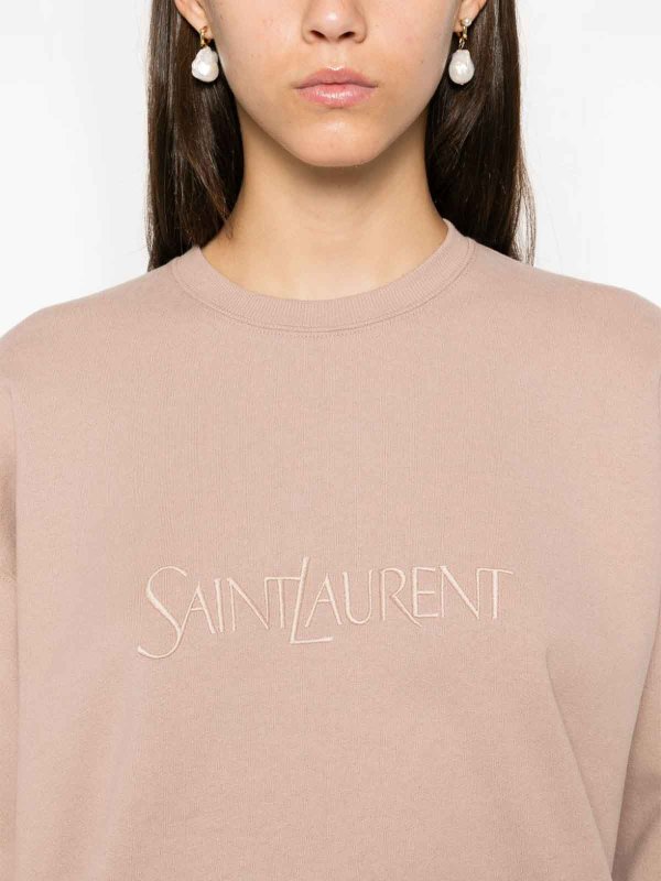 The Best Shops SAINT LAURENT: Sweatshirts & Sweaters - Logo Cotton Sweatshirt