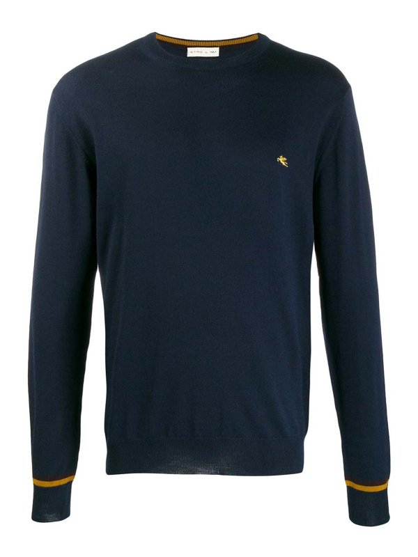 ETRO: Strickpullover mit Rundhalsausschnitt - Rundhalspullover - Blau
