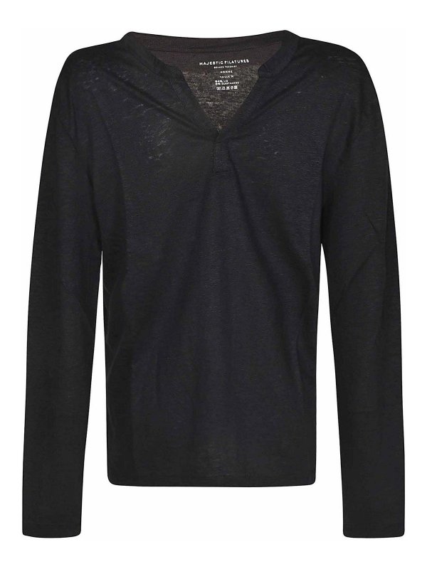 Majestic Filatures: クルーネック - クルーネック - ダークブルー