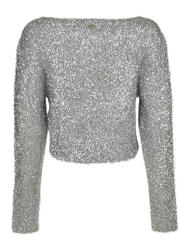 CHIARA FERRAGNI: maglia collo rotondo online - Maglione Argento