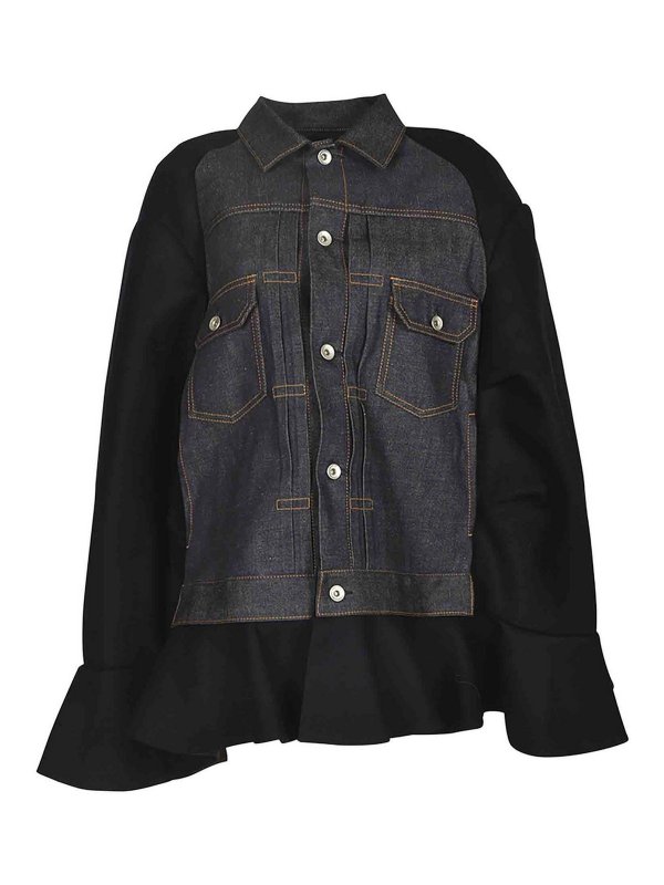 Sacai: short coats - CoatBlue