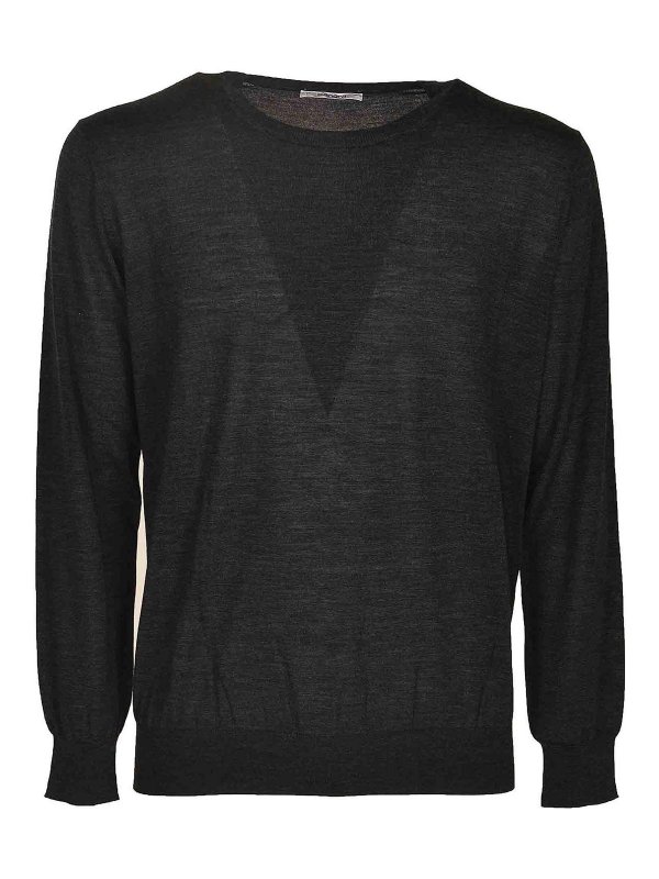 Kangra Cashmere: Pull col rond - Pull Col Rond - Gris Foncé