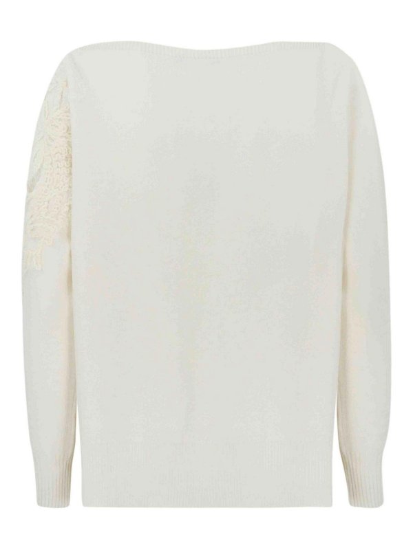 D.EXTERIOR: Strickpullover mit Rundhalsausschnitt online - Rundhalspullover - Weiß