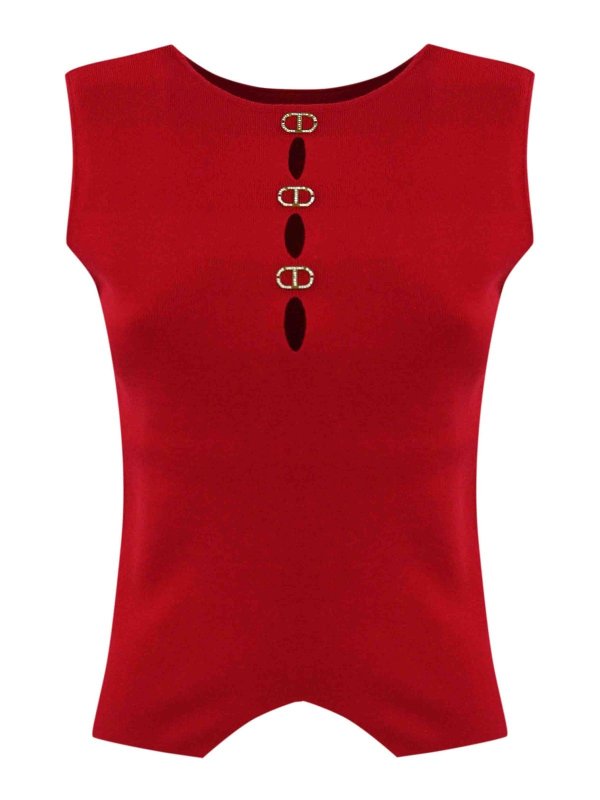 TWINSET: Tops y camisetas sin mangas - Top - Rojo