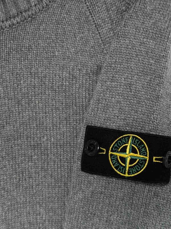 Stone Island Junior: Strickpullover mit Rundhalsausschnitt online - Rundhalspullover - Grau