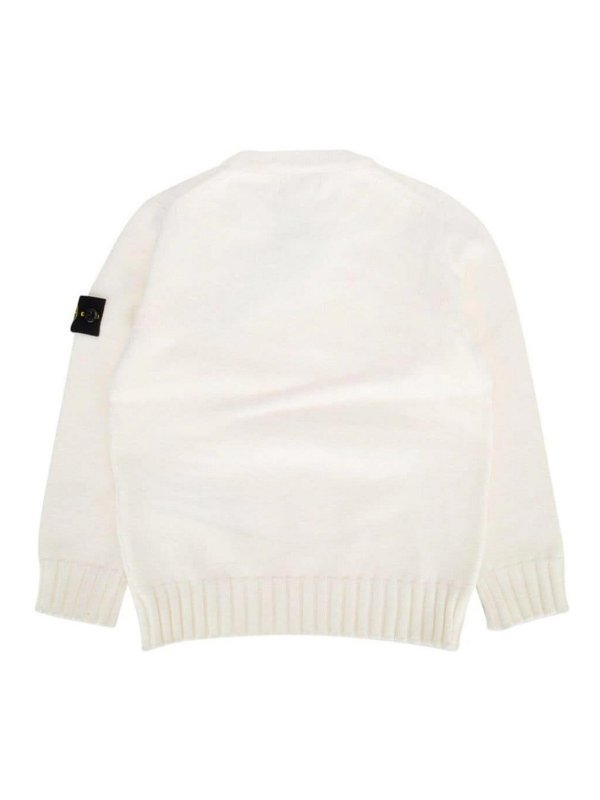 Stone Island Junior: Strickpullover mit Rundhalsausschnitt online - Rundhalspullover - Weiß