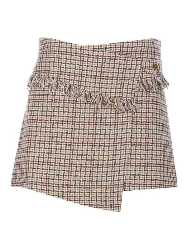 GANNI: mini skirts - Multicolor Check Mix Skirt