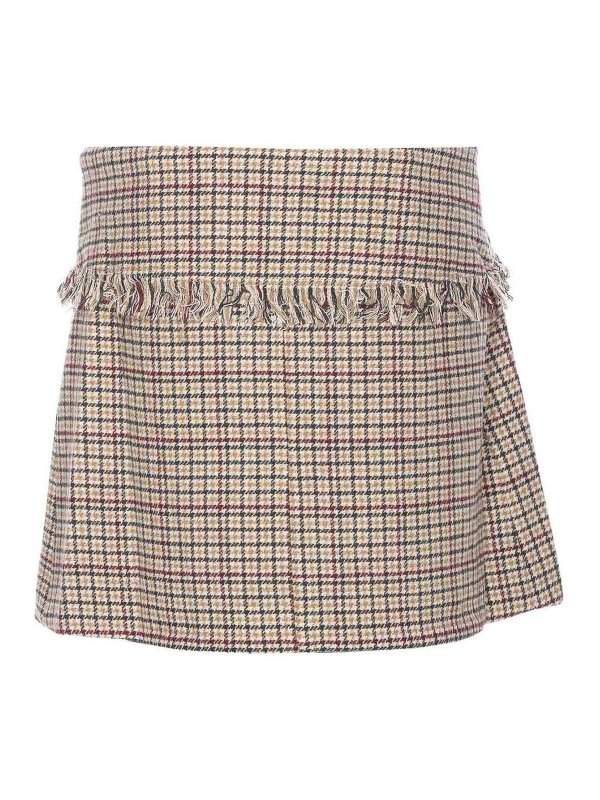 GANNI: mini skirts online - Multicolor Check Mix Skirt