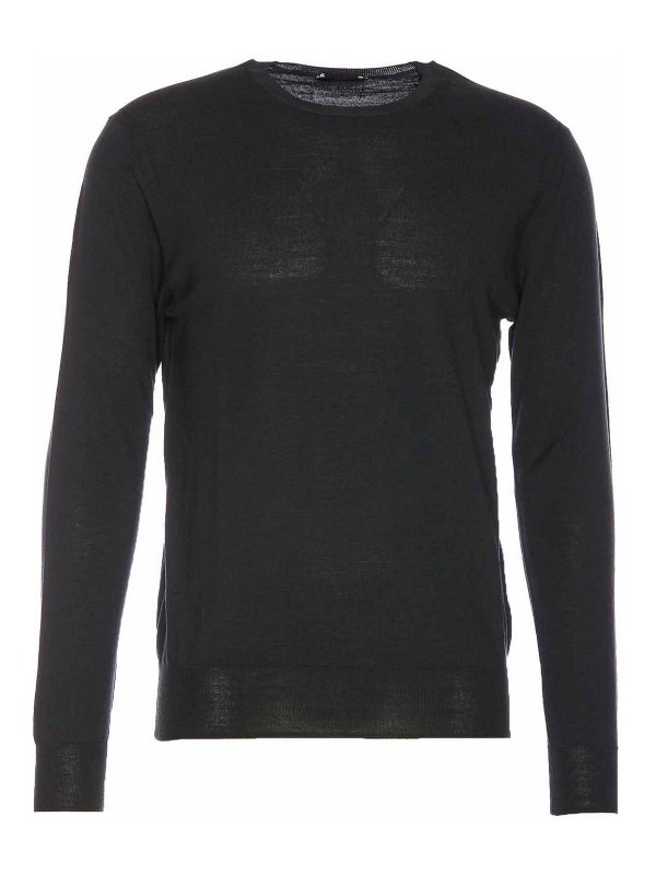 HOSIO: Strickpullover mit Rundhalsausschnitt - Rundhalspullover - Grau