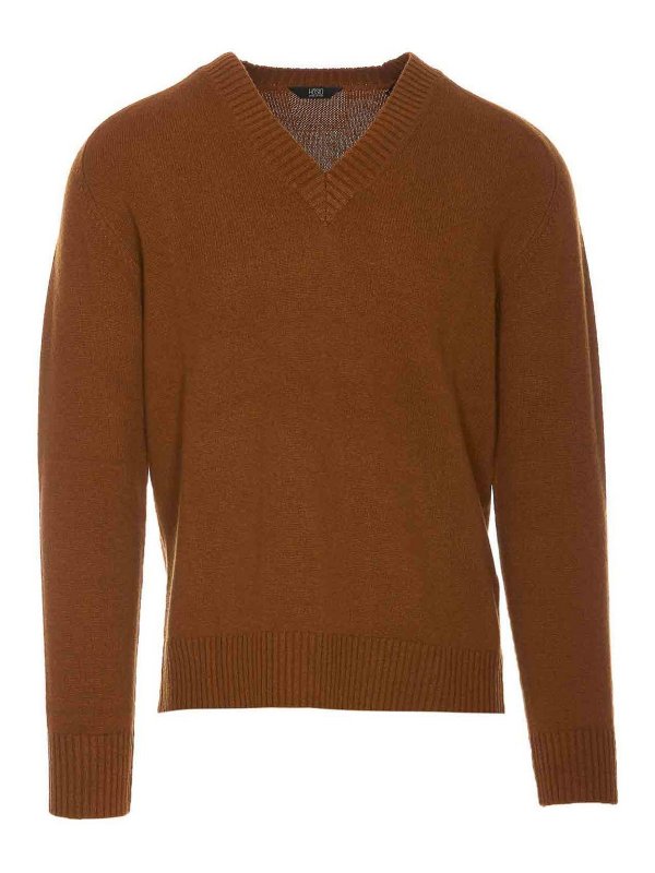 HOSIO: Suéteres con cuello pico - Suéter Cuello Redondo - Marrón