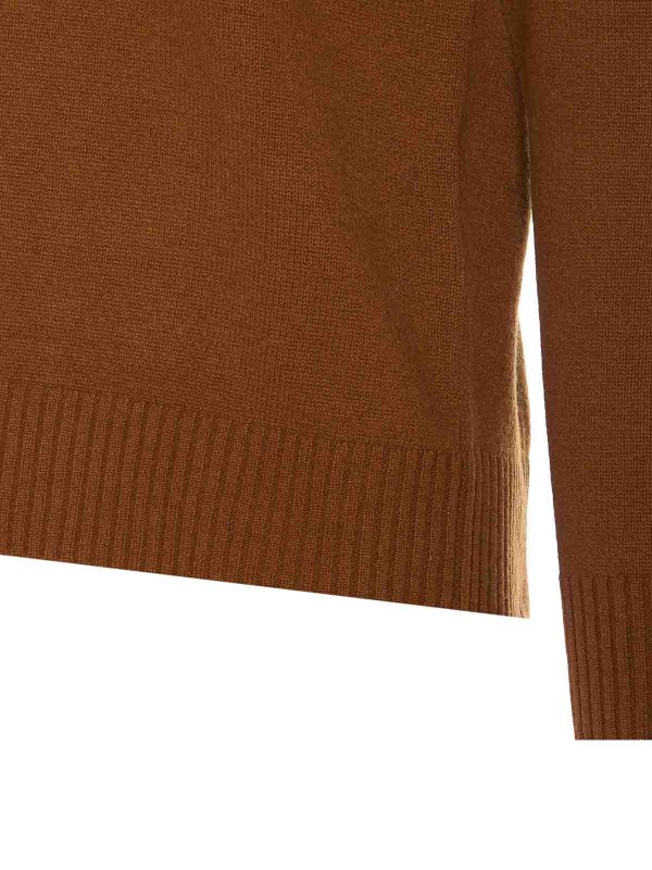 The Best Shops HOSIO: Suéteres con cuello pico - Suéter Cuello Redondo - Marrón