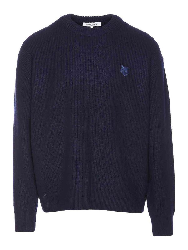 MAISON KITSUNÉ: crew necks - Maison Kitsune Blue Sweater