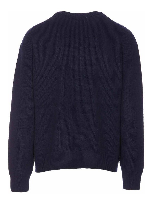 MAISON KITSUNÉ: crew necks online - Maison Kitsune Blue Sweater