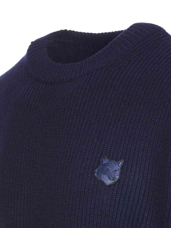 The Best Shops MAISON KITSUNÉ: crew necks - Maison Kitsune Blue Sweater