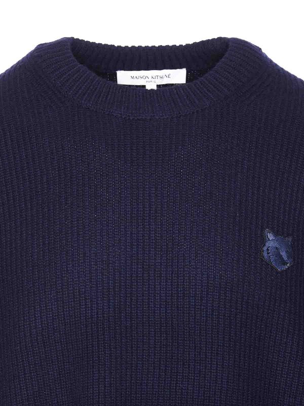 Maison Kitsune Blue Sweater shop online: MAISON KITSUNÉ