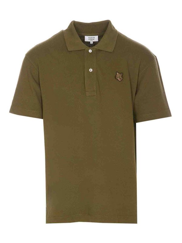 MAISON KITSUNÉ: polo shirts - Military Green Fox Head Patch Polo