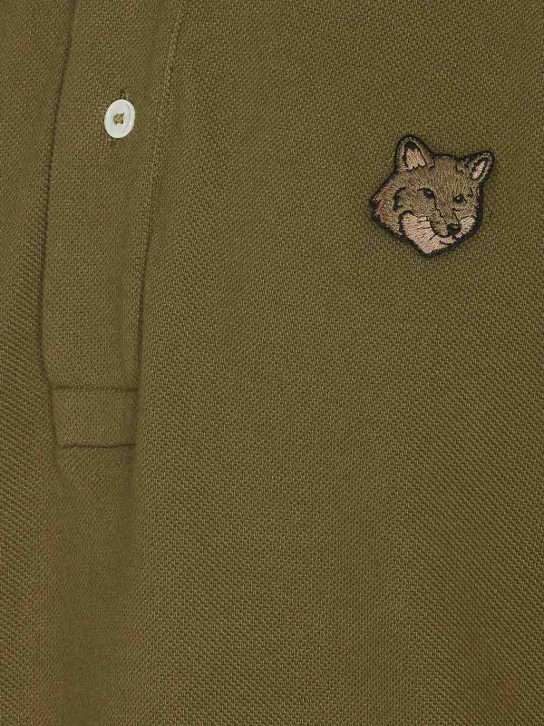 The Best Shops MAISON KITSUNÉ: polo shirts - Military Green Fox Head Patch Polo