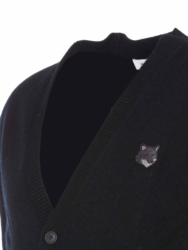 The Best Shops MAISON KITSUNÉ: cardigan - Cardigan con toppa nera