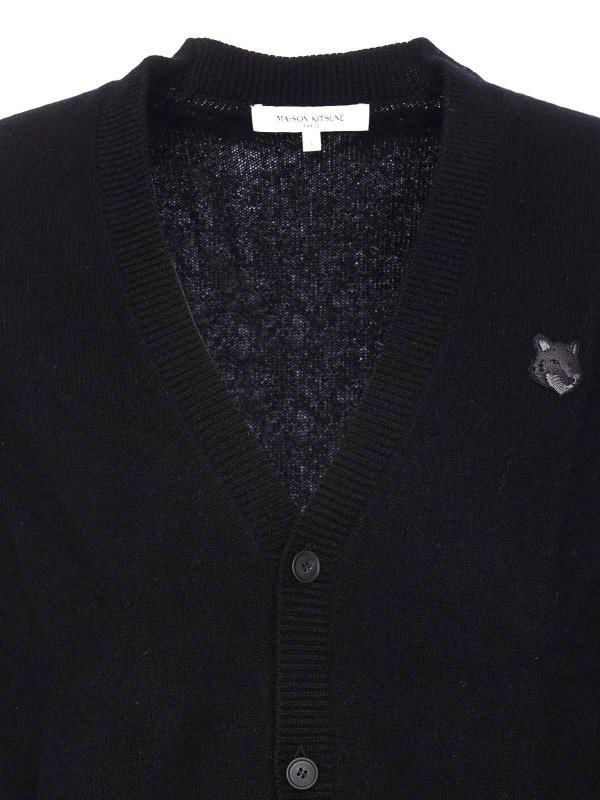 Cardigan con toppa nera shop online: MAISON KITSUNÉ