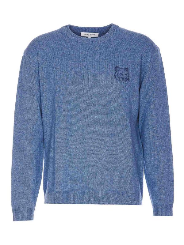 MAISON KITSUNÉ: Strickpullover mit Rundhalsausschnitt - Rundhalspullover - Blau