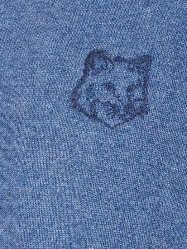 The Best Shops MAISON KITSUNÉ: Strickpullover mit Rundhalsausschnitt - Rundhalspullover - Blau