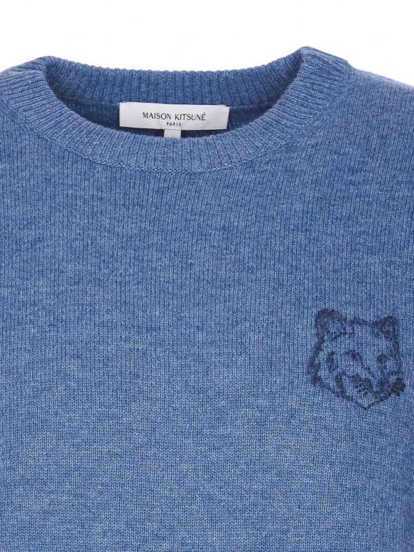 Rundhalspullover - Blau shop online: MAISON KITSUNÉ