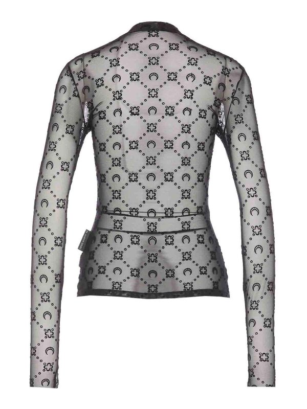 MARINE SERRE: Tops & Tank tops online - Black Moongram Mesh Top