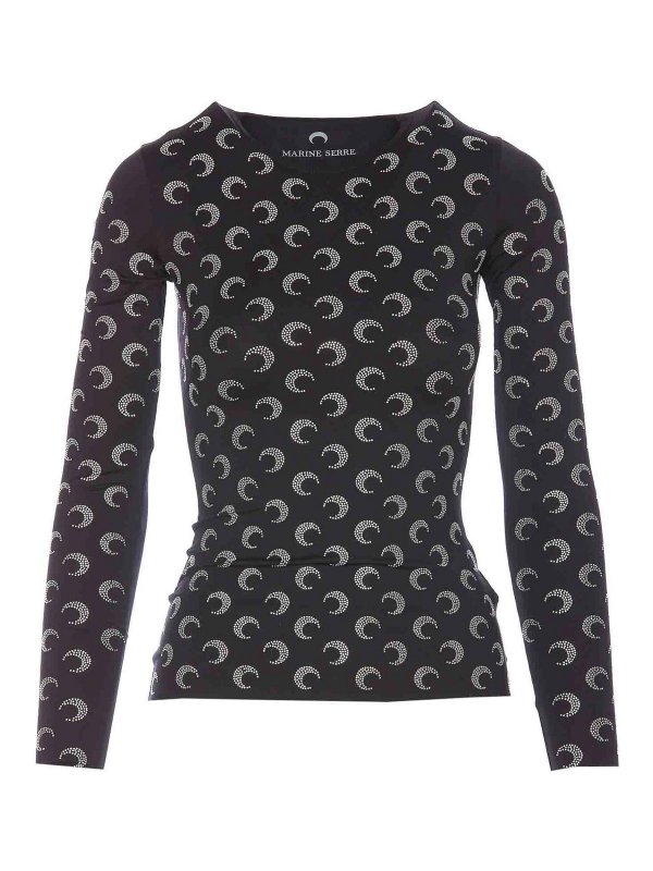 MARINE SERRE: Tops y camisetas sin mangas - Top - Negro