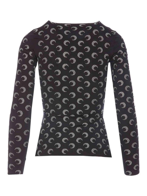 MARINE SERRE: Tops y camisetas sin mangas online - Top - Negro