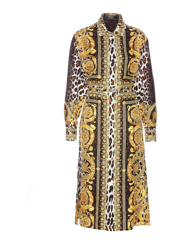 VERSACE: abiti al ginocchio - Vestito  nero e oro