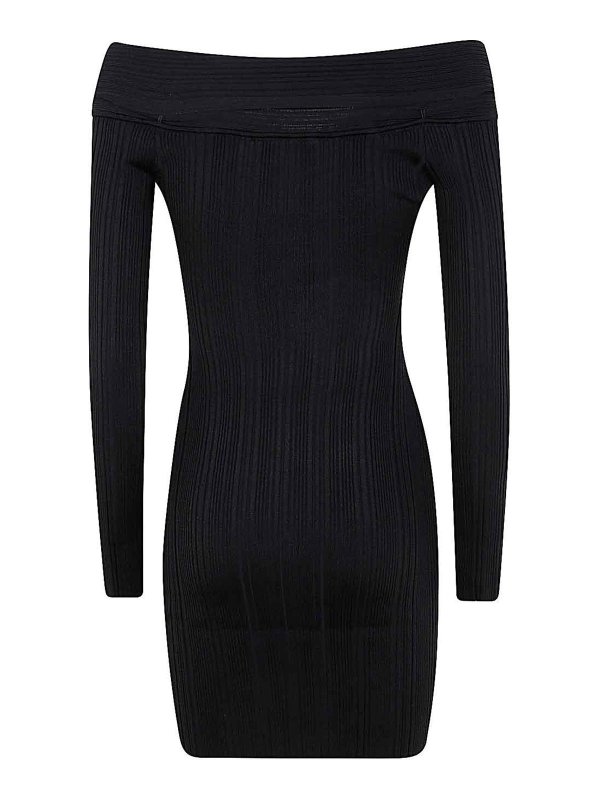 Self Portrait: short dresses online - Black Off Shoulder Knit Mini Dress