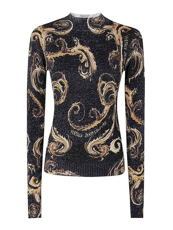 Versace Jeans Couture: crew necks - Lurex Print Sweater