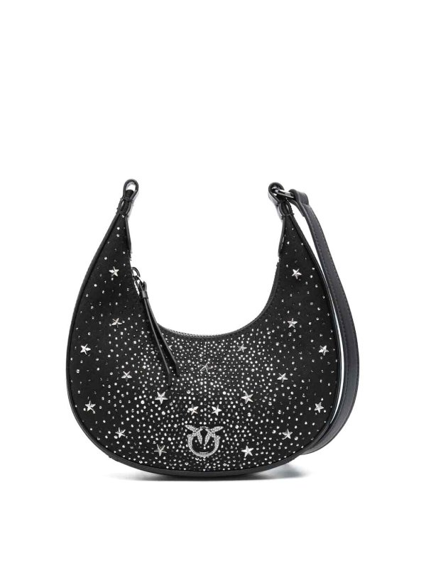Pinko: cross body bags - Brioche Hobo Mini Full Strass Bag