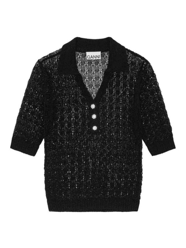 GANNI: ポロシャツ - ポロシャツ - 黒