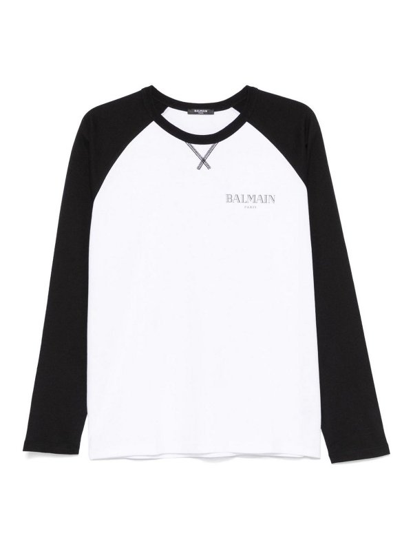Balmain: t-shirts - Cotton T-Shirt With Logo