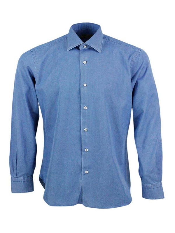 BARBA NAPOLI: camicie - Camicia in denim chiaro