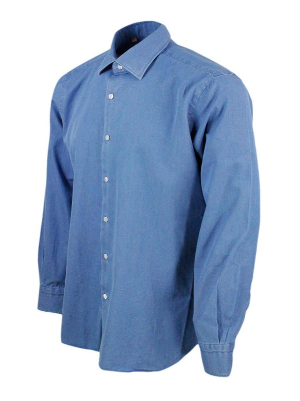BARBA NAPOLI: camicie online - Camicia in denim chiaro