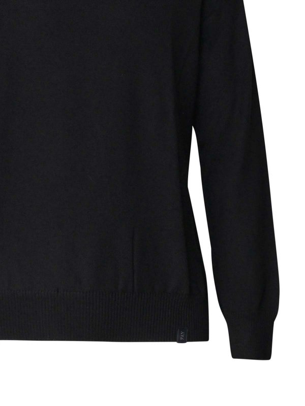 The Best Shops FAY: Suéteres con cuello pico - Suéter Cuello Redondo - Negro