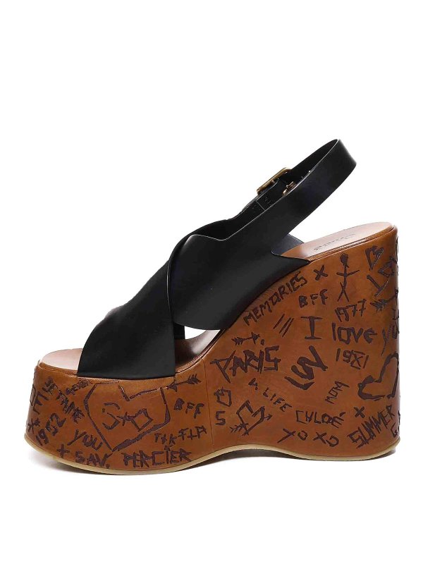 Maxime Sandals In Wood And Leather shop online: CHLOE