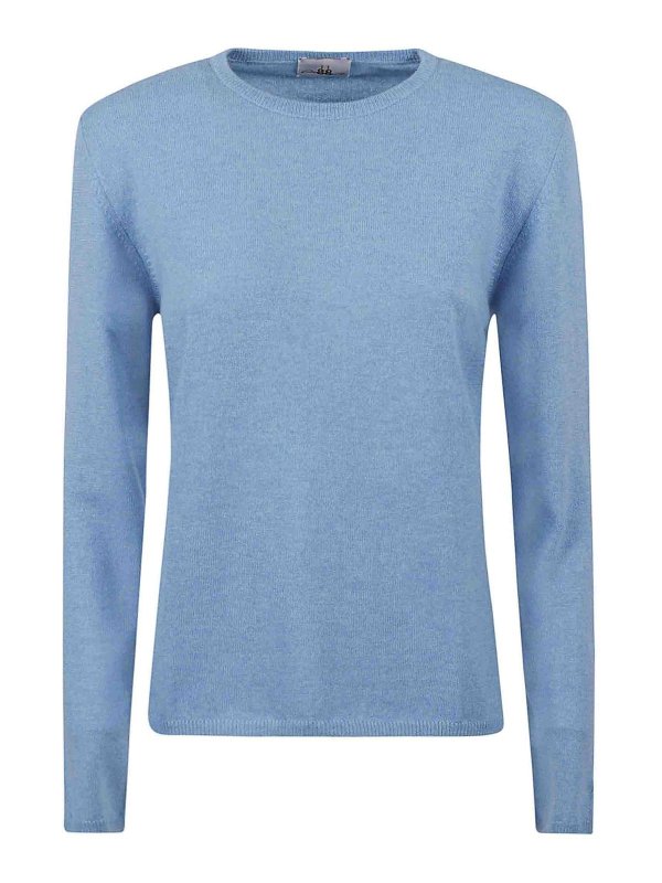 eleven88: Strickpullover mit Rundhalsausschnitt - Rundhalspullover - Blau