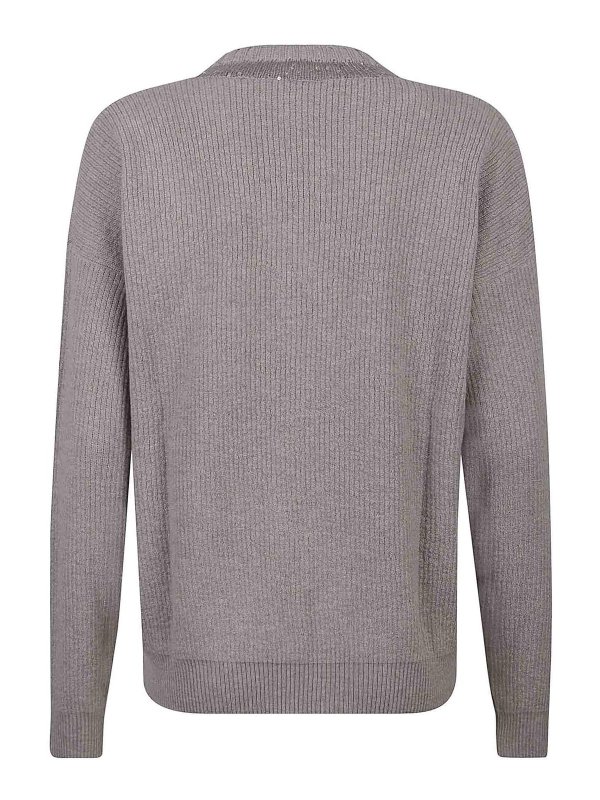 eleven88: Suéteres con cuello pico online - Suéter Con Cuello De Pico - Gris