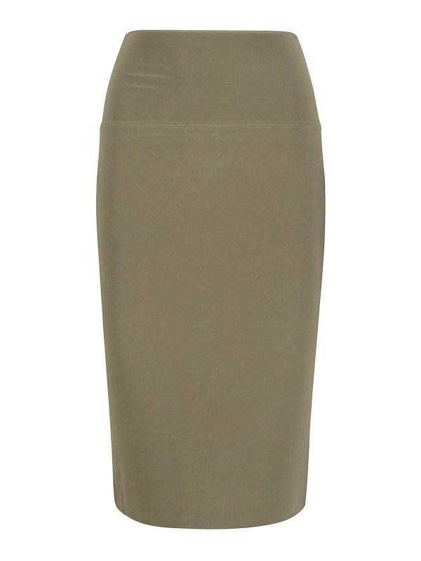 Norma Kamali: Faldas media pierna y semilargas - Falda Semilarga - Verde Oscuro