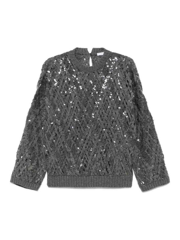 BRUNELLO CUCINELLI: Turtlenecks & Polo necks - Dazzling Mesh Embroidery Sweater