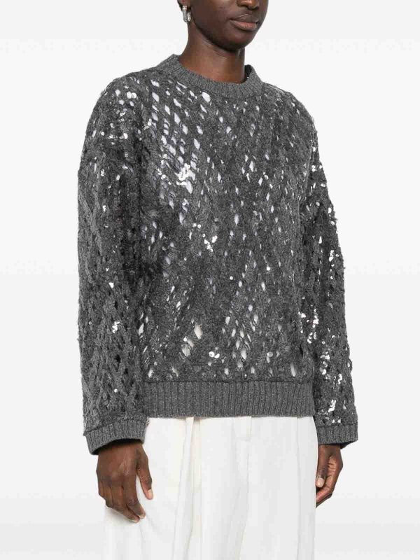 BRUNELLO CUCINELLI: Turtlenecks & Polo necks online - Dazzling Mesh Embroidery Sweater
