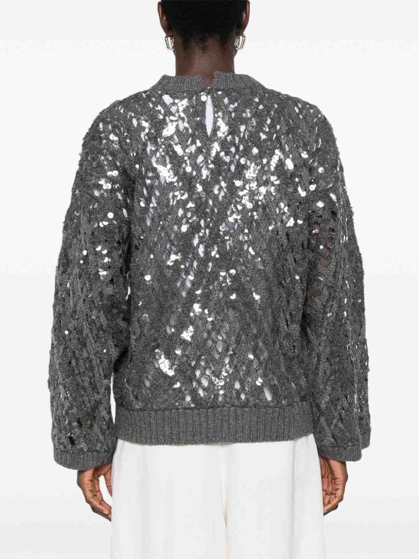 Dazzling Mesh Embroidery Sweater shop online: BRUNELLO CUCINELLI