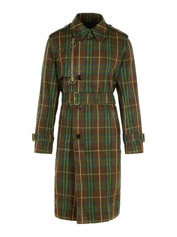 BURBERRY: short coats - Dark Green Cotton Trench Coat